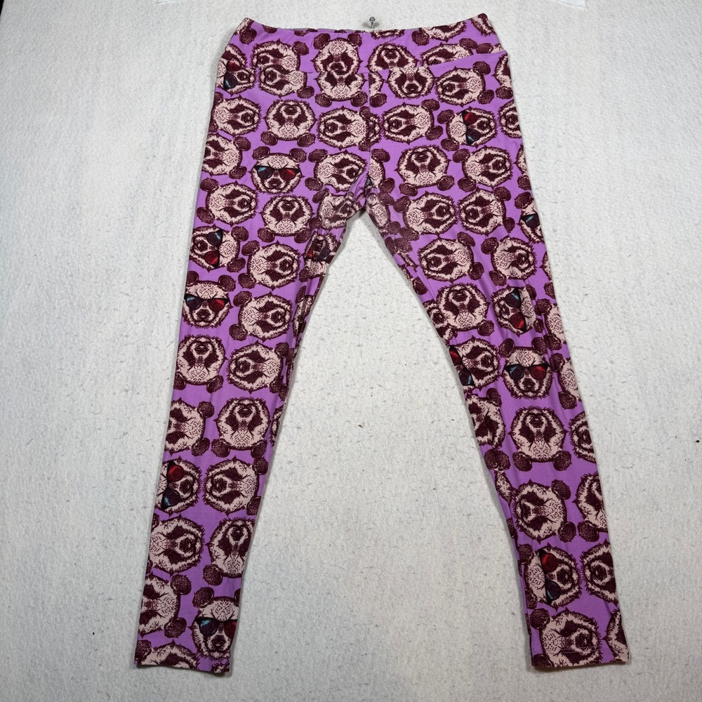 LuLaRoe Tall & Curvy Purple Panda Bear Sunglasses Leggings TC